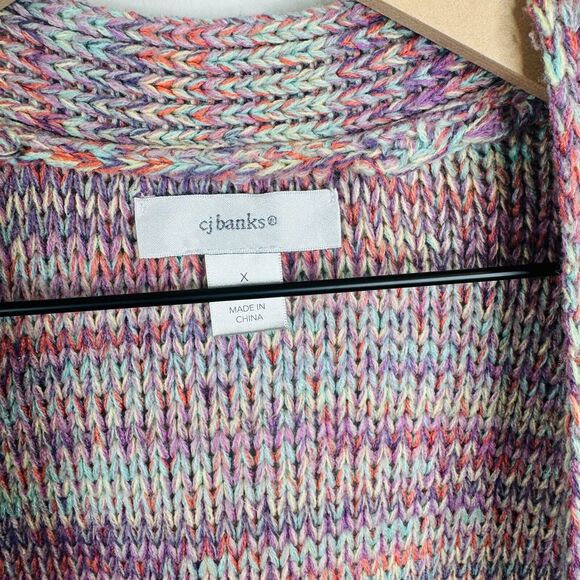 CJ Banks Womens Sweater Size X (14W) Multicolor Long Sleeve Open Cardigan - Picture 2 of 5